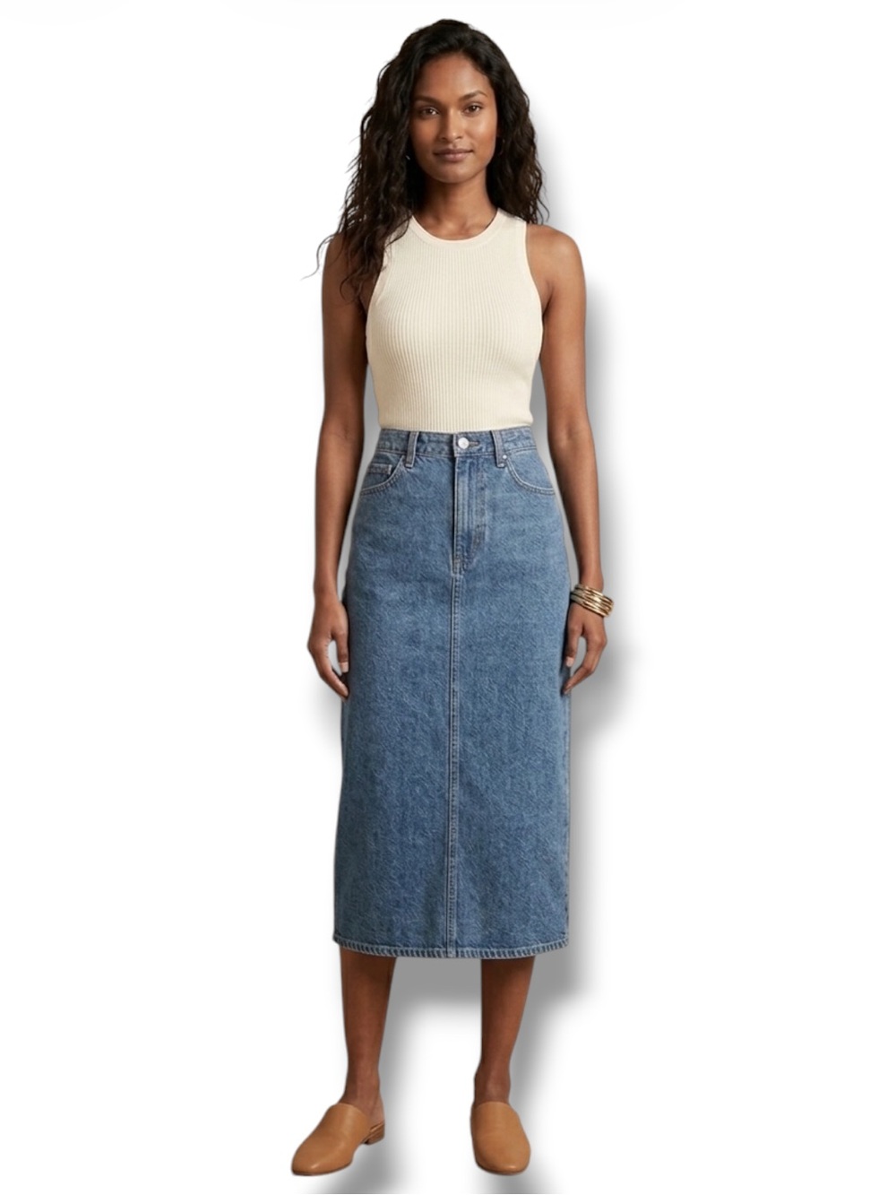 Stuffed Shirt JEANSWEAR Skirt Vintage 90s 100 Cotton Denim Midi Women's Size 8